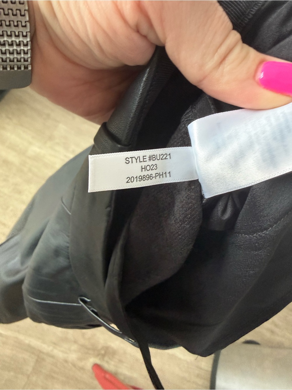 J.CREW Black Faux Leather Skirt with Hot Pink Nails Accent - Picture 8 of 8